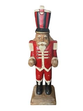 POTTERY BARN Vintage Christmas Holiday Wood Painted Nutcracker 17”